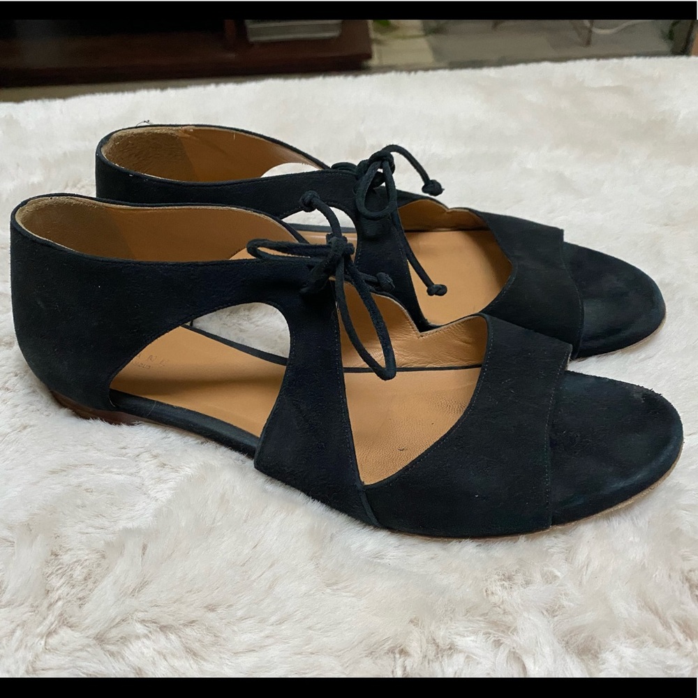 Suede laced peep toe Sezane flats